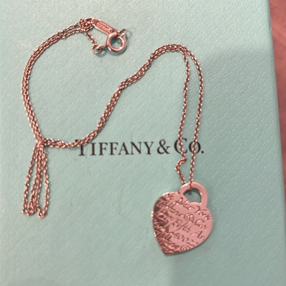 Tiffany script pendant and silver chain (16”) - Picture 5 of 10